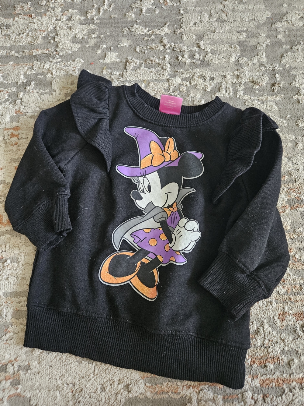 Disney Black Minnie Mouse Halloween Pullover with Purple & Orange Graphic
